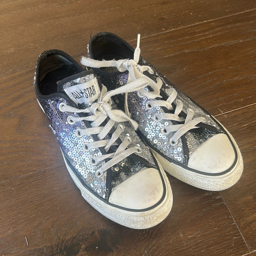 CONVERSE All Star Women’s Black Sequin Low Top Chuck Taylor Sneakers